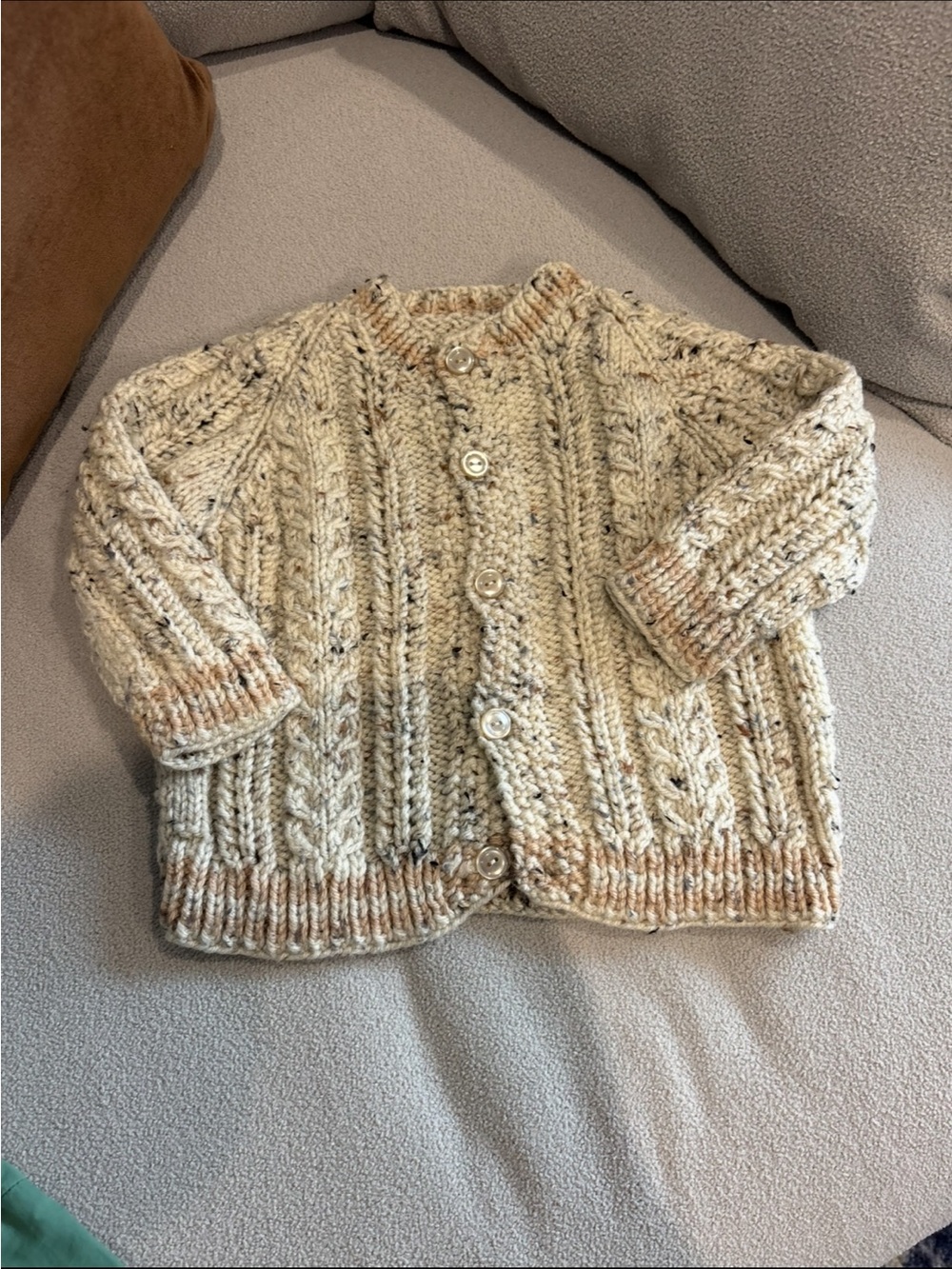 Chunky Cable Knit Button-Front Sweater - Cream